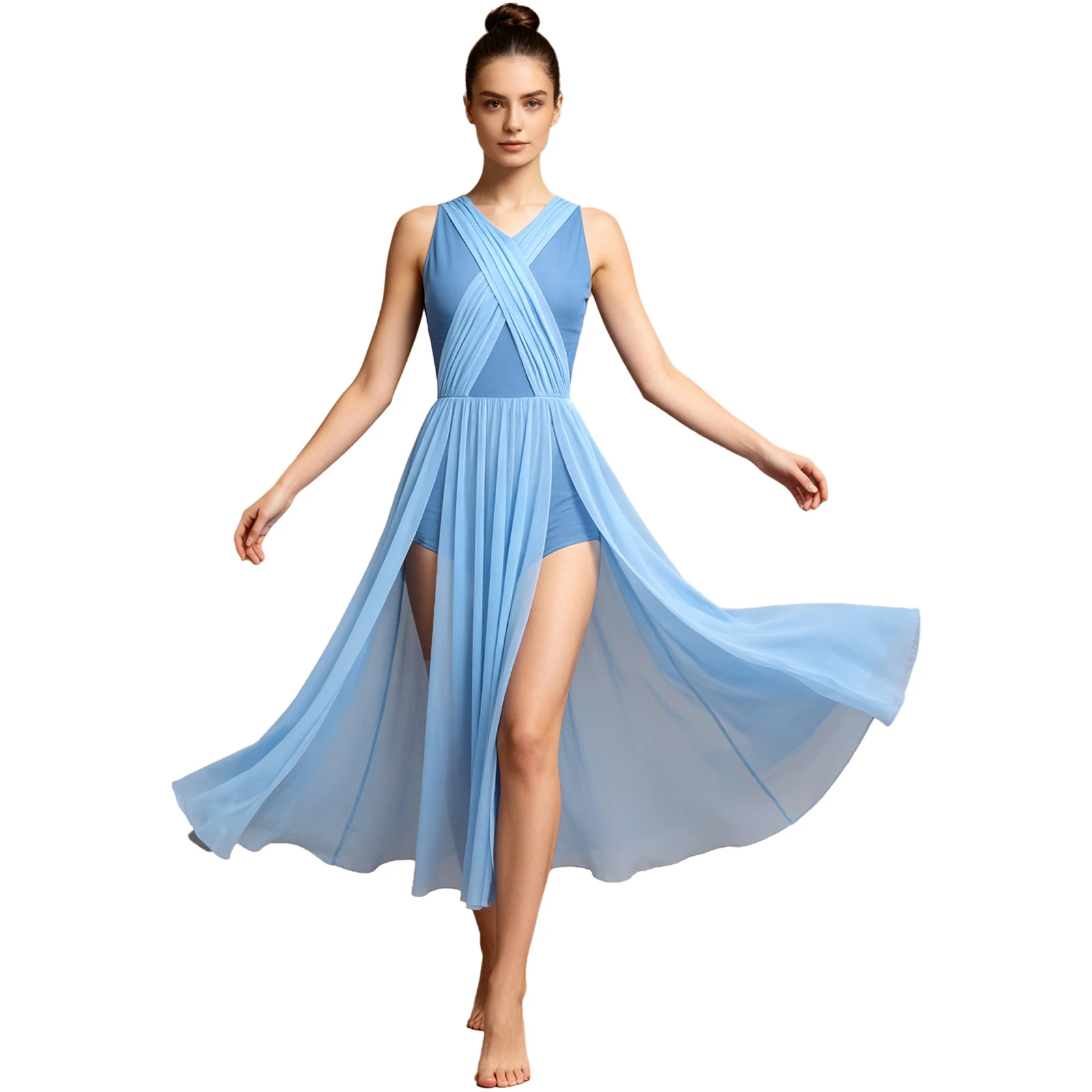 Women Classical Lyrical Dance Jumpsuit Dress Sleeve Sheer Mesh Wide-leg Bottoms Built-in Briefs Bodysuit Rompers Ballet Costume
Women Classical Lyrical Dance Jumpsuit Dress Sleeve Sheer Mesh Wide-leg Bottoms Built-in Briefs Bodysuit Rompers Ballet Costume
