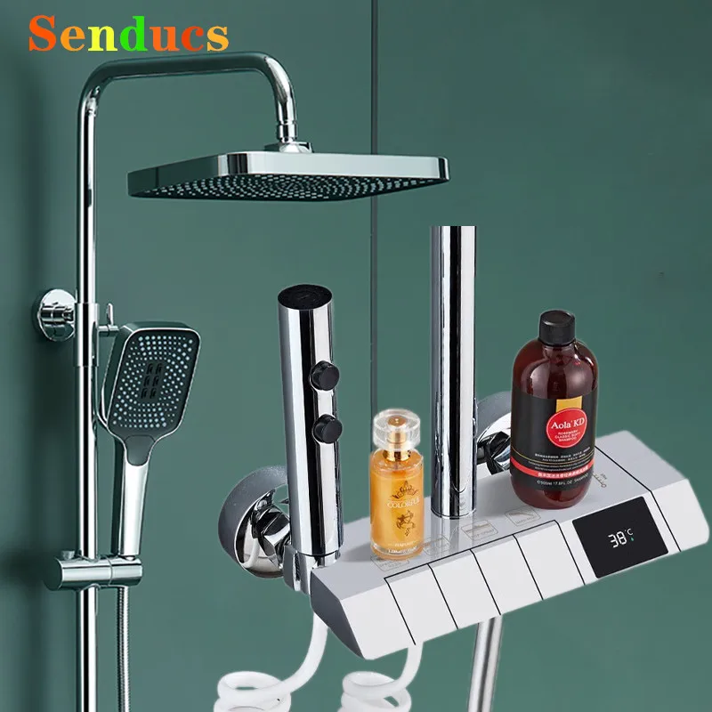 Chrome Piano Digital Bathroom Shower Set Brass Bathroom Faucet Accessories Rain Shower Head Hot Cold Digital Piano Shower System
Chrome Piano Digital Bathroom Shower Set Brass Bathroom Faucet Accessories Rain Shower Head Hot Cold Digital Piano Shower System