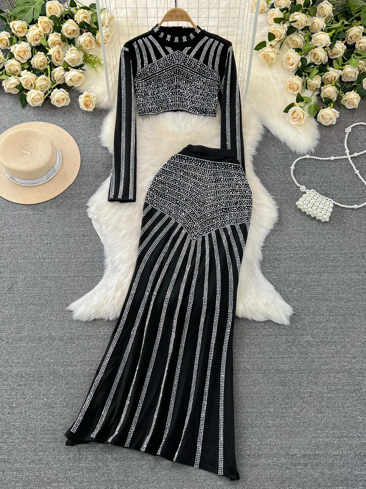 Faionable Long Sve Diamond Embellied High Waist Slim Fit ort Top And Skirt Set Sli Student orm Work Outfit
Faionable Long Sve Diamond Embellied High Waist Slim Fit ort Top And Skirt Set Sli Student orm Work Outfit