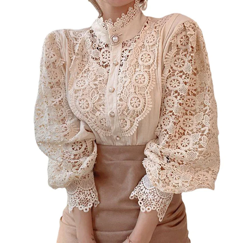 Women Chiffon Button Turtleneck Shirt Chic Elegant Floral Lace Fluffy Long Sleeve Top Fashion Hollow Oversize White Blouse 2026
Women Chiffon Button Turtleneck Shirt Chic Elegant Floral Lace Fluffy Long Sleeve Top Fashion Hollow Oversize White Blouse 2026