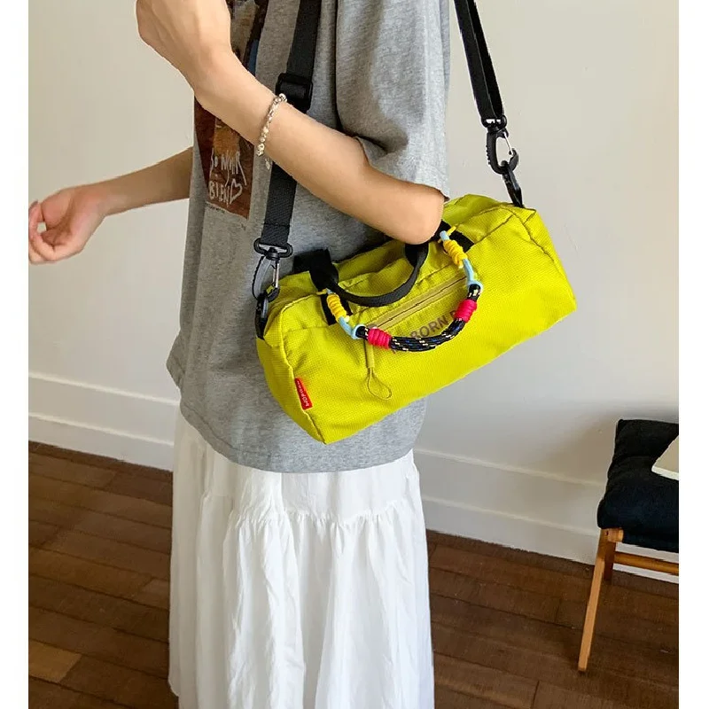 Colorful Woven Strap Neon Yellow Canvas Boston Bag, Women's Multi-Pocket Shoulder Crossbody Bag, Lightweight Casual Handbag for
Colorful Woven Strap Neon Yellow Canvas Boston Bag, Women's Multi-Pocket Shoulder Crossbody Bag, Lightweight Casual Handbag for