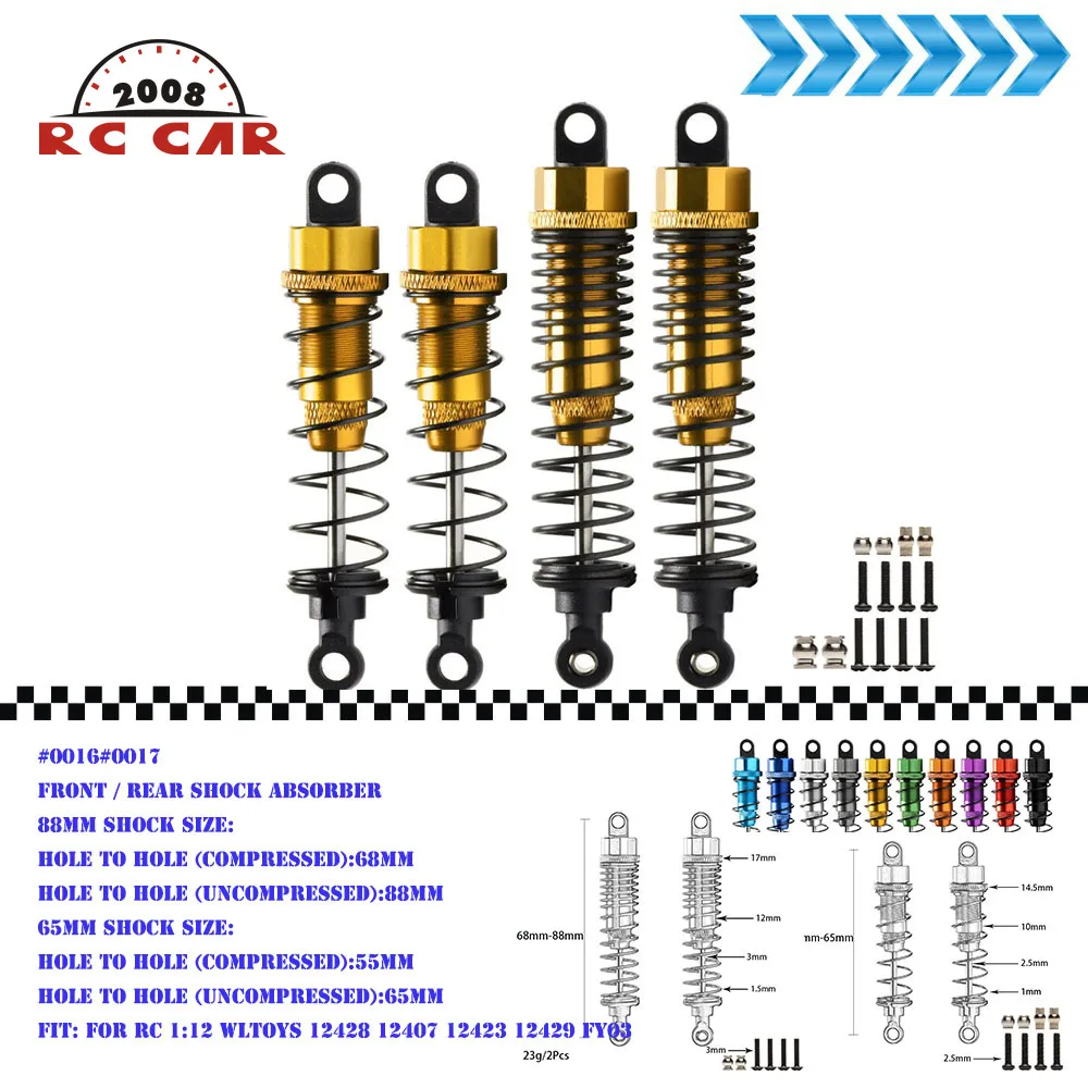 1:12 Alloy Front and Rear 55-65mm 68-88mm OIL Shock Absorber For RC Wltoys 12428 12407 12423 12429 FY03
1:12 Alloy Front and Rear 55-65mm 68-88mm OIL Shock Absorber For RC Wltoys 12428 12407 12423 12429 FY03