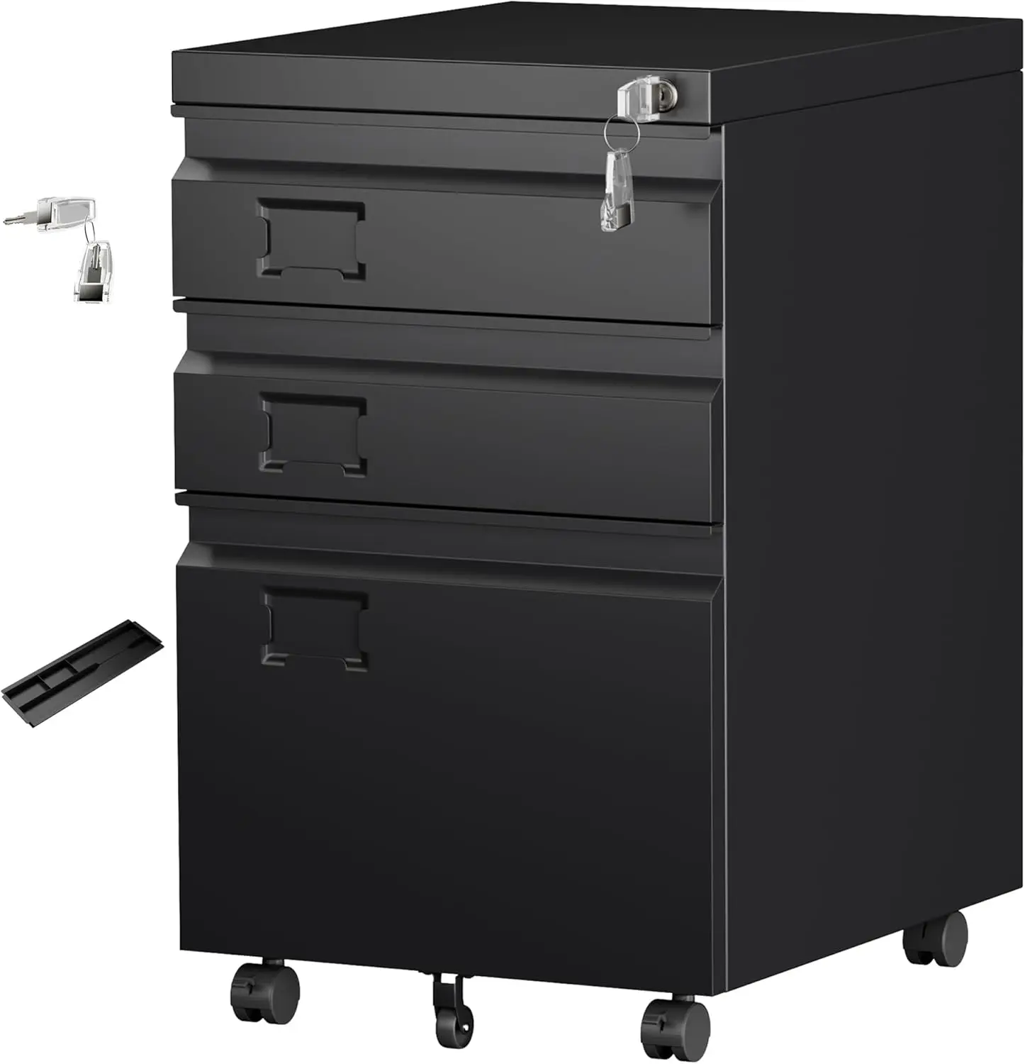 3 Drawer Metal File Cabinet with Lock, Heavy Duty Under Desk Rolling Filing Cabinet for Home Office Organizer, Mobile Pedestal w
3 Drawer Metal File Cabinet with Lock, Heavy Duty Under Desk Rolling Filing Cabinet for Home Office Organizer, Mobile Pedestal w