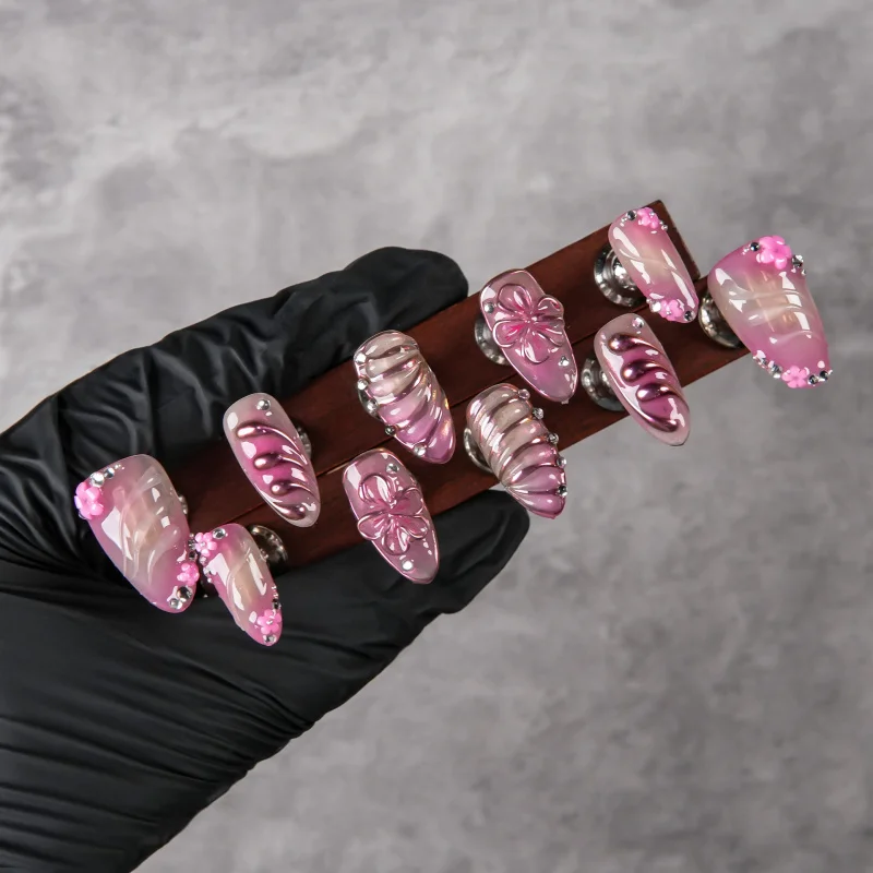 Handmade Pink Cat Eye Almond Press On Nails 3D Shell Flower Rhinestone Charms Glossy Transparent Gentle Daily Reusable False Nai
Handmade Pink Cat Eye Almond Press On Nails 3D Shell Flower Rhinestone Charms Glossy Transparent Gentle Daily Reusable False Nai