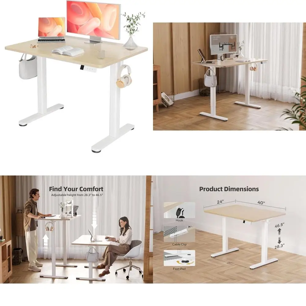 Электрический стол с регулируемой высотой, 40 x 24, с кабелем, сращенной доской и белой рамой, столешница из натурального дерева для дома
Электрический стол с регулируемой высотой, 40 x 24, с кабелем, сращенной доской и белой рамой, столешница из натурального дерева для дома