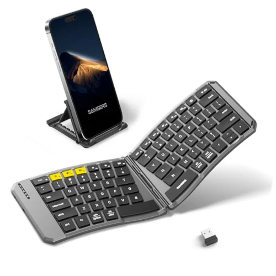 Ergonomic Foldable Keyboard KE09U Folding Travel Bluetooth Keyboard with 6-Row Layout Dual-Mode 2.4G+BTx2 Split Portable Design
Ergonomic Foldable Keyboard KE09U Folding Travel Bluetooth Keyboard with 6-Row Layout Dual-Mode 2.4G+BTx2 Split Portable Design