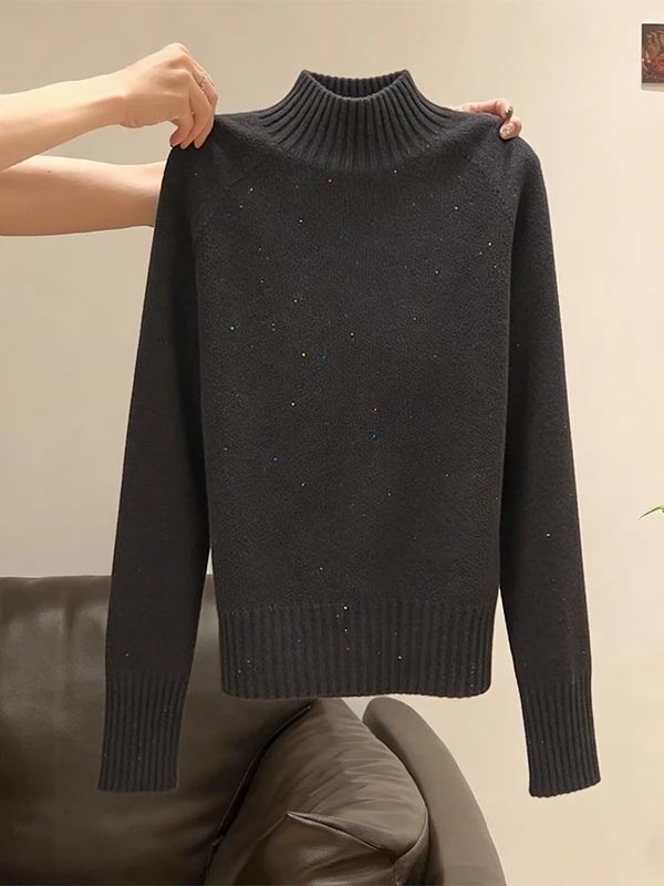 Shiny Sequin Long Sleeve Knitted Sweater Women's plus Size Spring New Lazy Style Semi High Collar Fashionable Base Top
Shiny Sequin Long Sleeve Knitted Sweater Women's plus Size Spring New Lazy Style Semi High Collar Fashionable Base Top