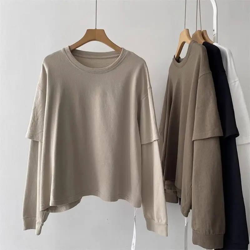 2025 Spring/Summer Women's Hoodie Loose Round Neck Splicing Fake Two Oversized Tops
2025 Spring/Summer Women's Hoodie Loose Round Neck Splicing Fake Two Oversized Tops