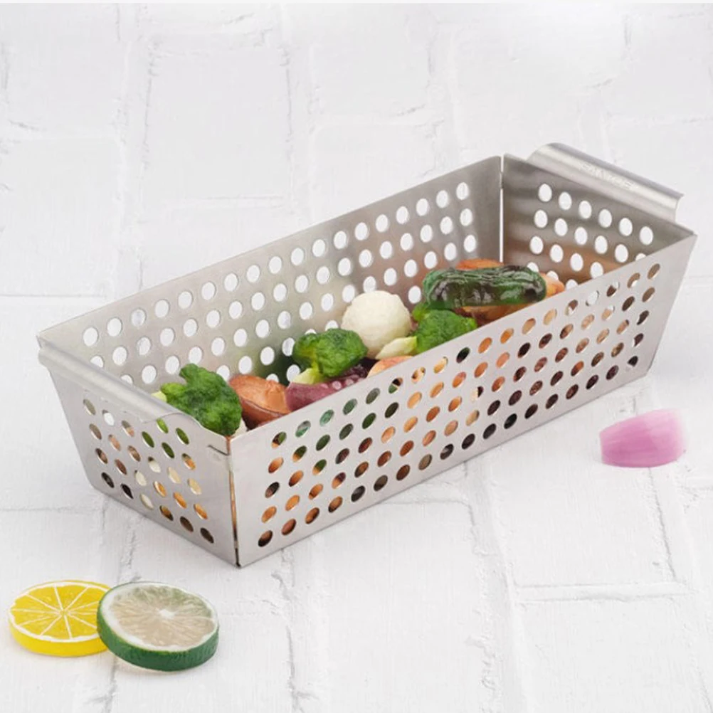 2pcs Stainless Steel Bbq Grill Basket Multi-Function Double Handle Tray For Outdoor Camping Reusable Grill Topper With Even Heat 
2pcs Stainless Steel Bbq Grill Basket Multi-Function Double Handle Tray For Outdoor Camping Reusable Grill Topper With Even Heat