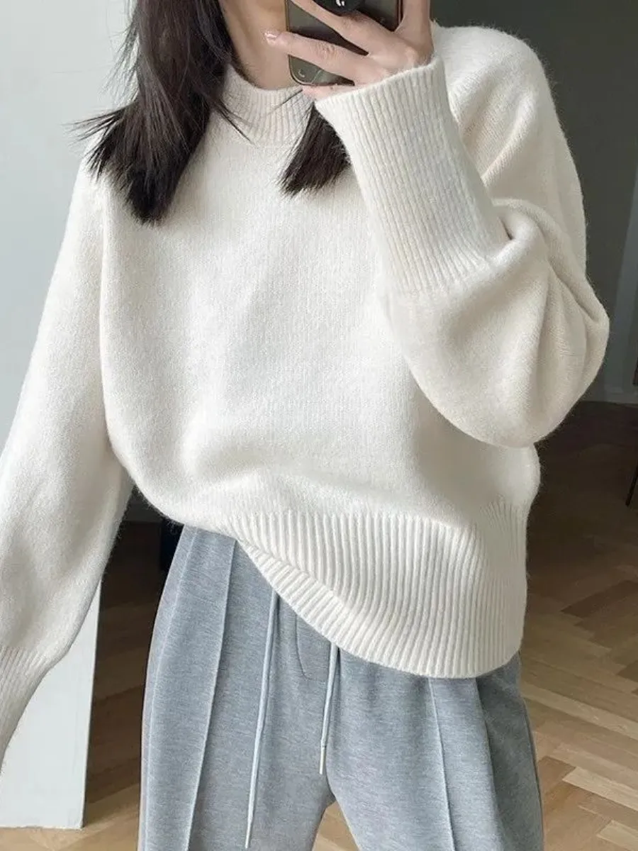 Korean Style Thickened Long Sleeve round Neck Pullover Sweater Women's Warm Knitted Shirt Simple Minimalist White Autumn Wint...
Korean Style Thickened Long Sleeve round Neck Pullover Sweater Women's Warm Knitted Shirt Simple Minimalist White Autumn Wint...