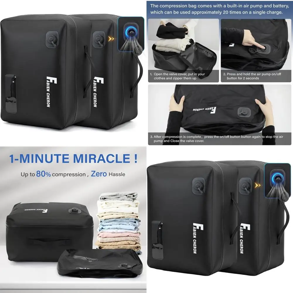 40L Travel Vacuum Bags with Built-in Pump, 2-Piece Set for Luggage Compression
40L Travel Vacuum Bags with Built-in Pump, 2-Piece Set for Luggage Compression