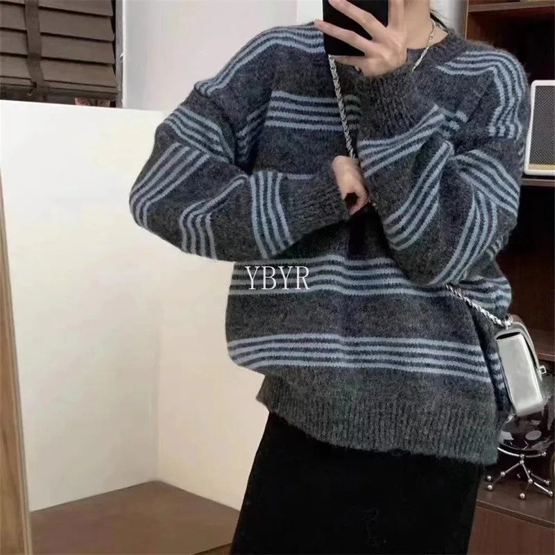 Korean Round Neck Pullovers for Women Winter Loose Soft Sweater Striped Knitted Tops Outerwear Long Sleeves Sweaters Female
Korean Round Neck Pullovers for Women Winter Loose Soft Sweater Striped Knitted Tops Outerwear Long Sleeves Sweaters Female