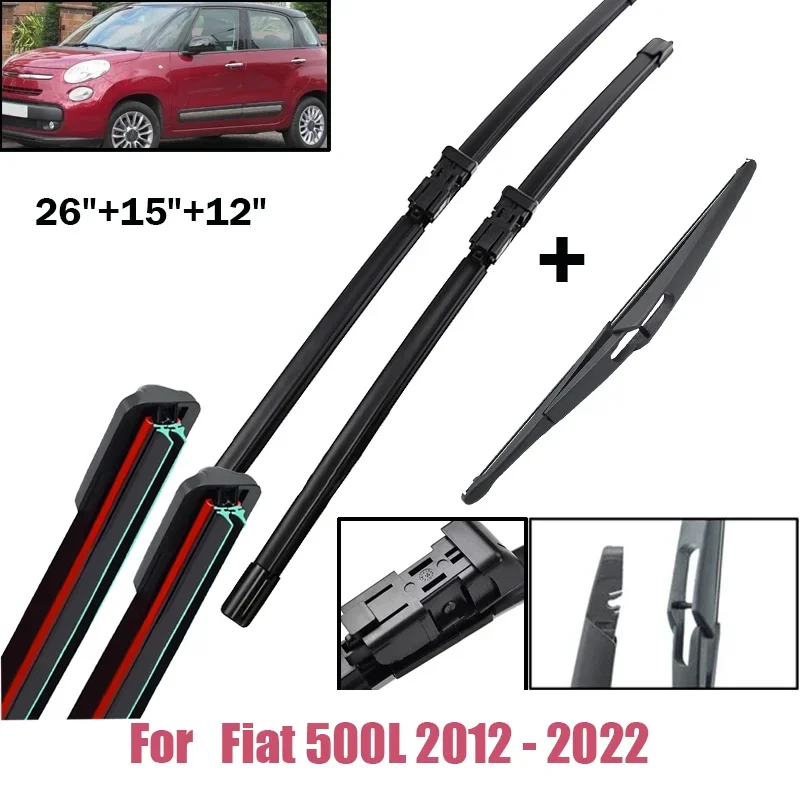 Wiper Front & Rear Wiper Blades Set For Fiat 500L 2012 - 2022 Windshield Windscreen Clean Window Rain Brush 26"+15"+12"
Wiper Front & Rear Wiper Blades Set For Fiat 500L 2012 - 2022 Windshield Windscreen Clean Window Rain Brush 26"+15"+12"