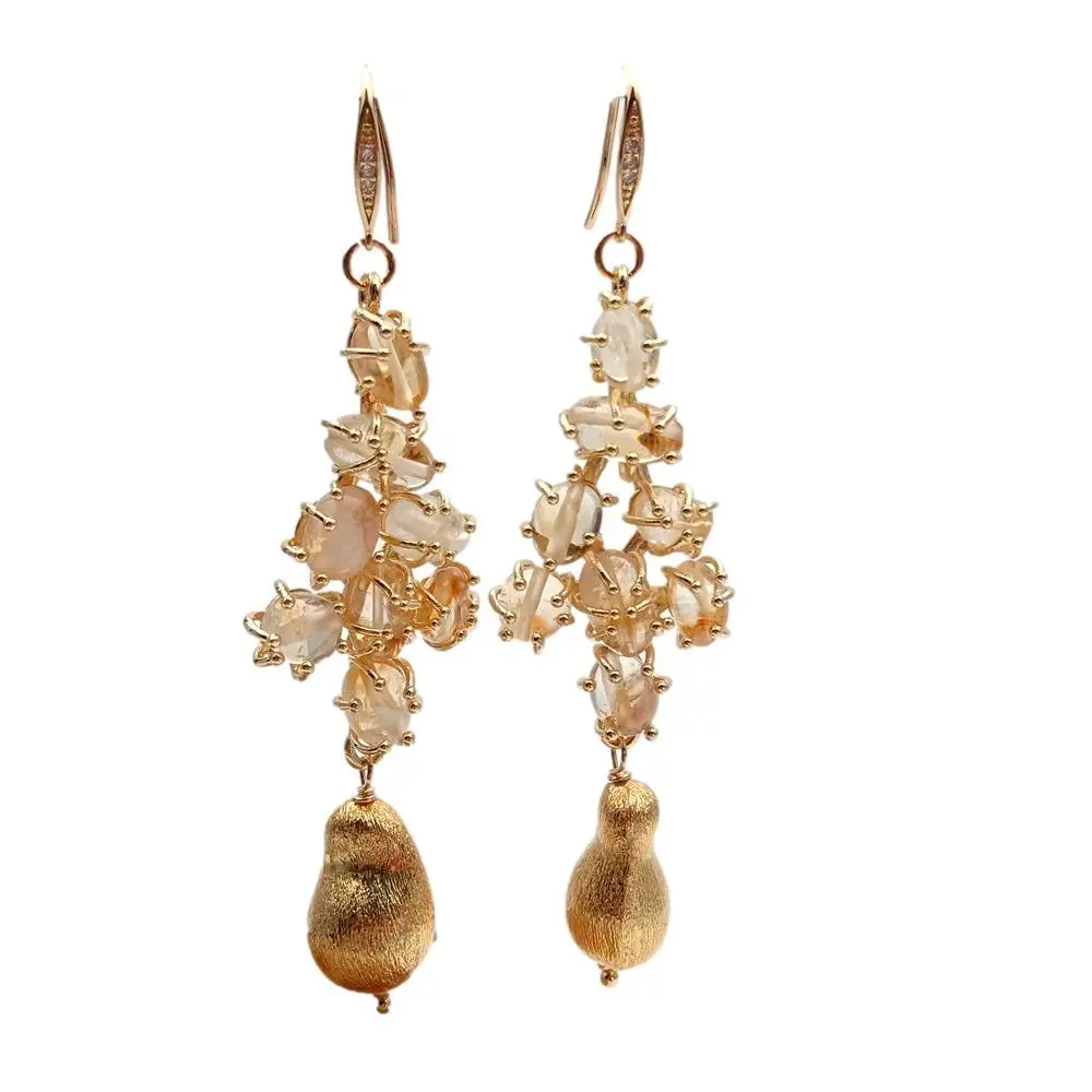 Y.YING Natural Citrine Earrings Gold Plated Hook Earrings Natural Stone Gemstone Beads For Women
Y.YING Natural Citrine Earrings Gold Plated Hook Earrings Natural Stone Gemstone Beads For Women