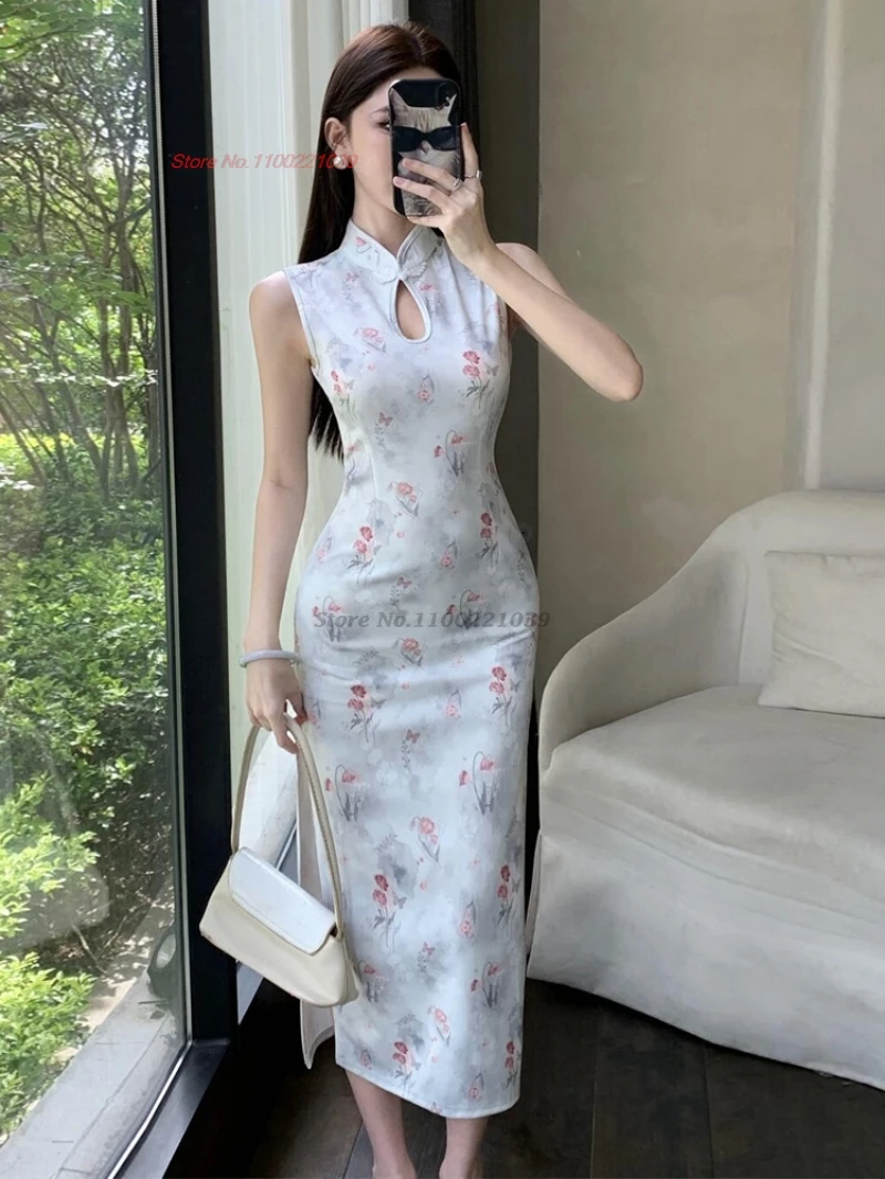 Китайское винтажное платье Ципао 2021, Cheongsam без рукавов, банкетное платье с цветочным принтом, традиционное народное платье Ципао для ночного клуба, платье
Китайское винтажное платье Ципао 2021, Cheongsam без рукавов, банкетное платье с цветочным принтом, традиционное народное платье Ципао для ночного клуба, платье
