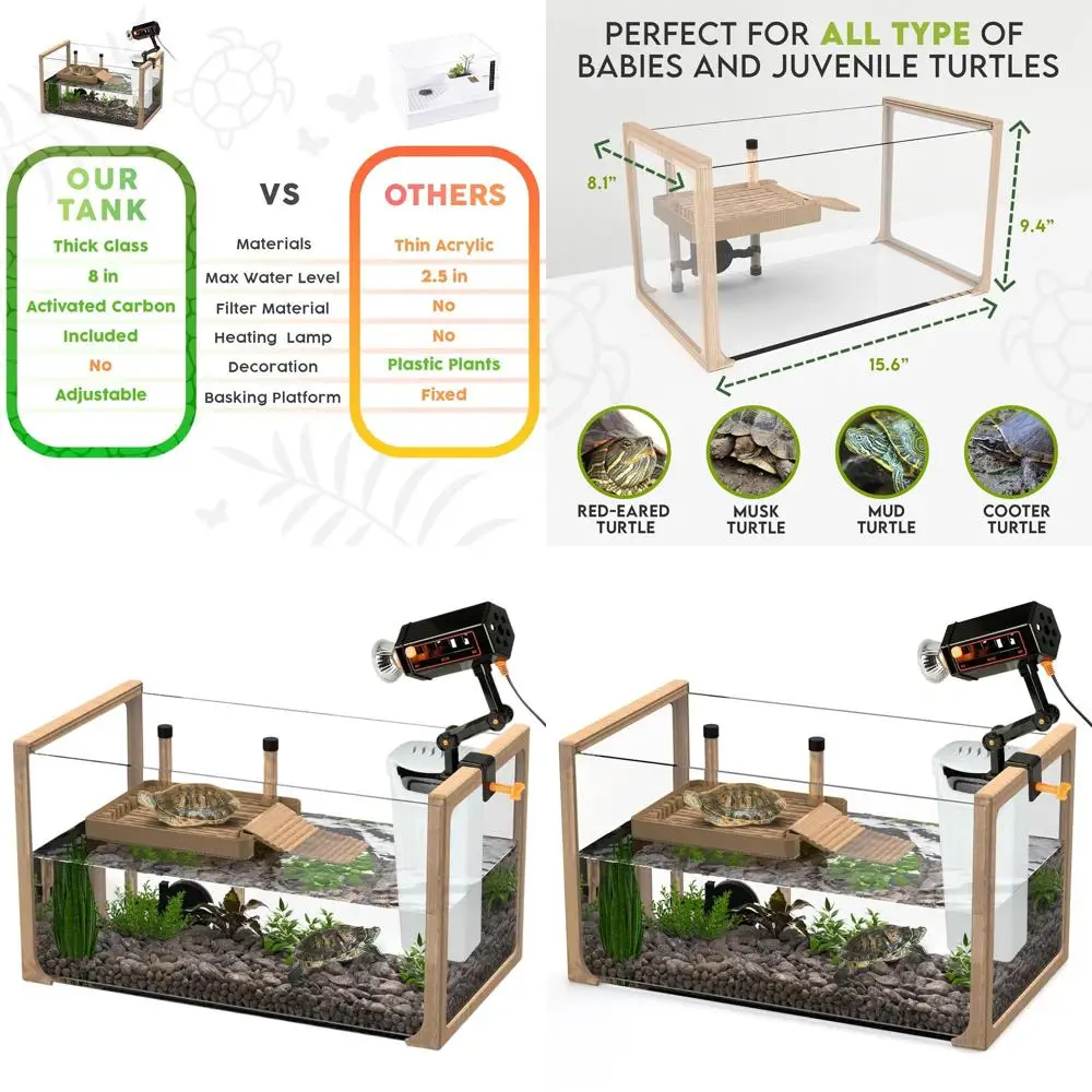 Aquatic Starter Tank Kit with Filter, Light, and Basking Platform for Kids and Small Pets
Aquatic Starter Tank Kit with Filter, Light, and Basking Platform for Kids and Small Pets