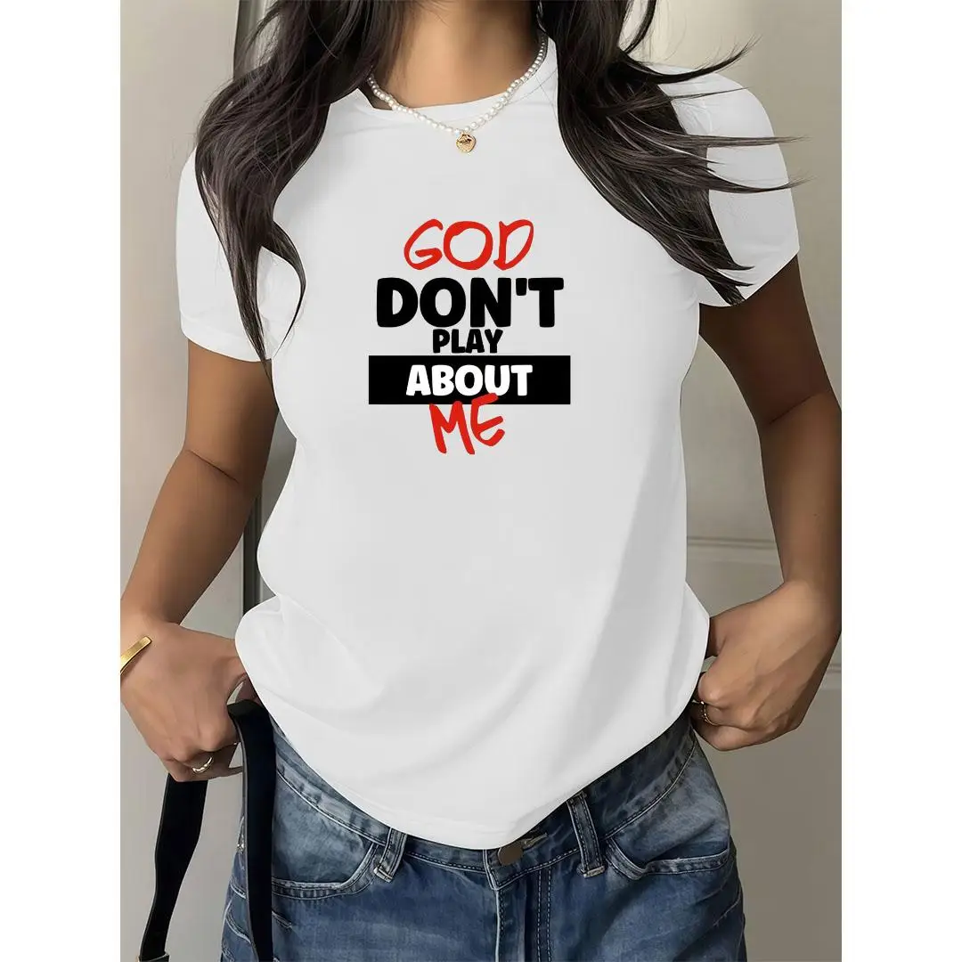 T - Shirt With Bold “GOD DON'T PLAYPLAY ABOUT ME” Text, Blending Faith - Based And Assertive Vibes.
T - Shirt With Bold “GOD DON'T PLAYPLAY ABOUT ME” Text, Blending Faith - Based And Assertive Vibes.