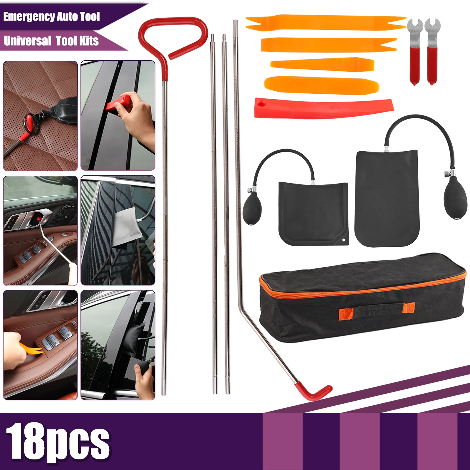 18PCS Professional Car Door Window Emergency Open Tool Kit Unlock Lock Out Repair Inflatable Air Pump Wedge Multipurpose Auto
18PCS Professional Car Door Window Emergency Open Tool Kit Unlock Lock Out Repair Inflatable Air Pump Wedge Multipurpose Auto