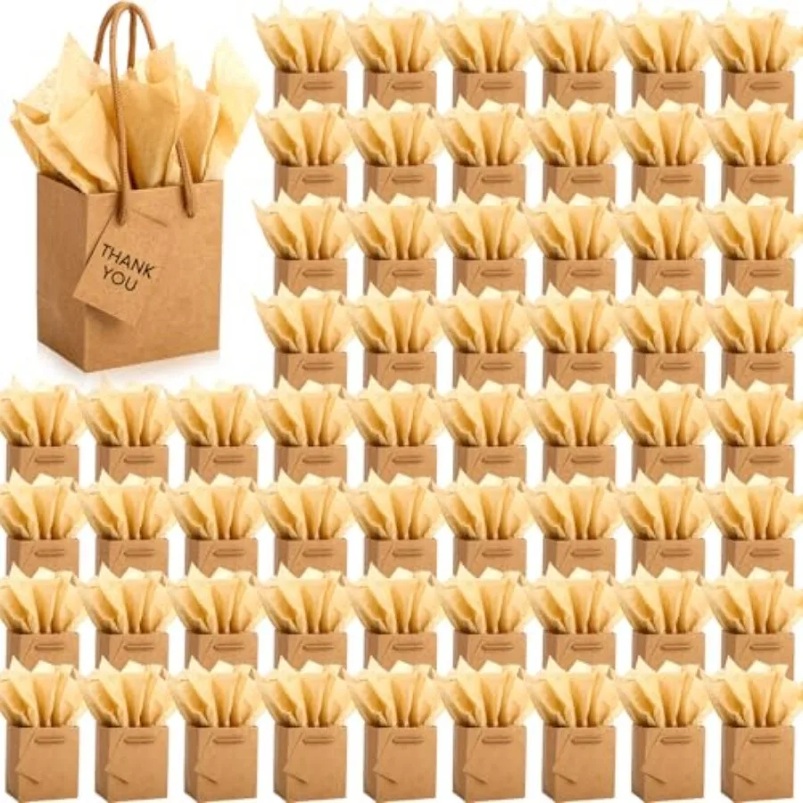 200 Pcs Mini Gift Bags Bulk Extra Small Kraft Paper Bag with Card and Handle 4x2.8x4.5 Tiny Little Gift Box with Tissue Paper f
200 Pcs Mini Gift Bags Bulk Extra Small Kraft Paper Bag with Card and Handle 4x2.8x4.5 Tiny Little Gift Box with Tissue Paper f
