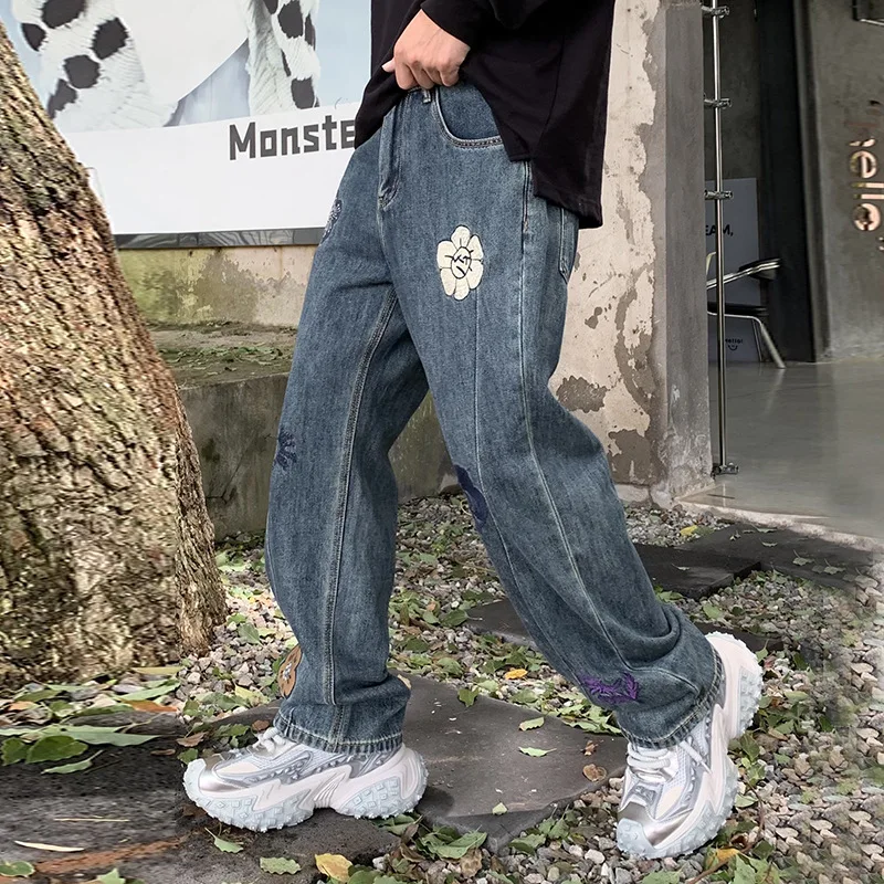 2024 new niche design petal embroidered jeans men's fashion Korean style wide leg loose all-matching casual trousers
2024 new niche design petal embroidered jeans men's fashion Korean style wide leg loose all-matching casual trousers