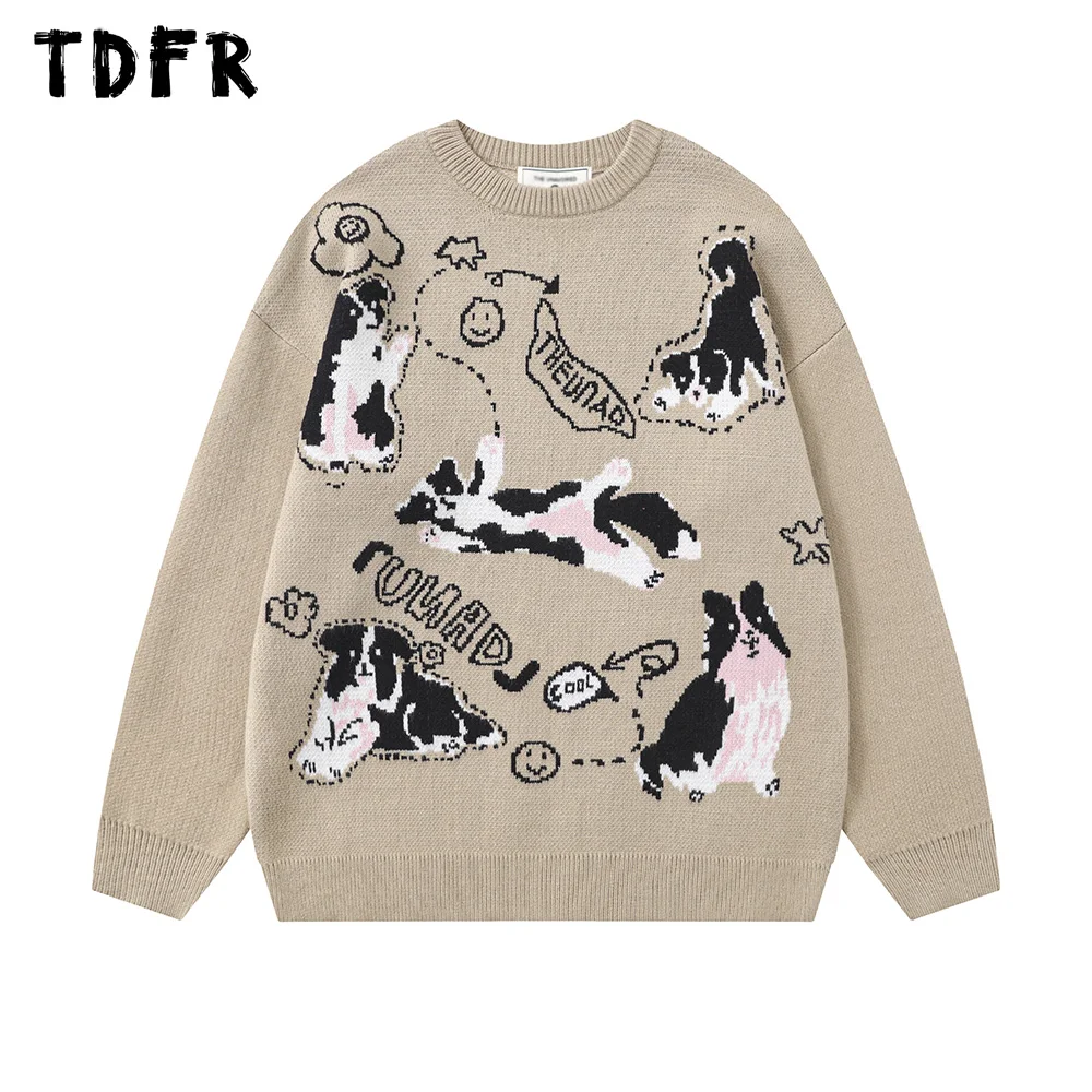 Puppy Jacquard Sweater Mens Autumn Winter Retro Casual Loose Crew Neck Drop Shoulder Long Sleeve Knitted Pullover Men
Puppy Jacquard Sweater Mens Autumn Winter Retro Casual Loose Crew Neck Drop Shoulder Long Sleeve Knitted Pullover Men