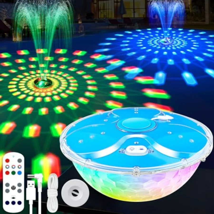 Above ground pool fountain with remote, blue ABS plastic rechargeable floating LED fountain pump, 8000mAh battery, waterproof o
Above ground pool fountain with remote, blue ABS plastic rechargeable floating LED fountain pump, 8000mAh battery, waterproof o