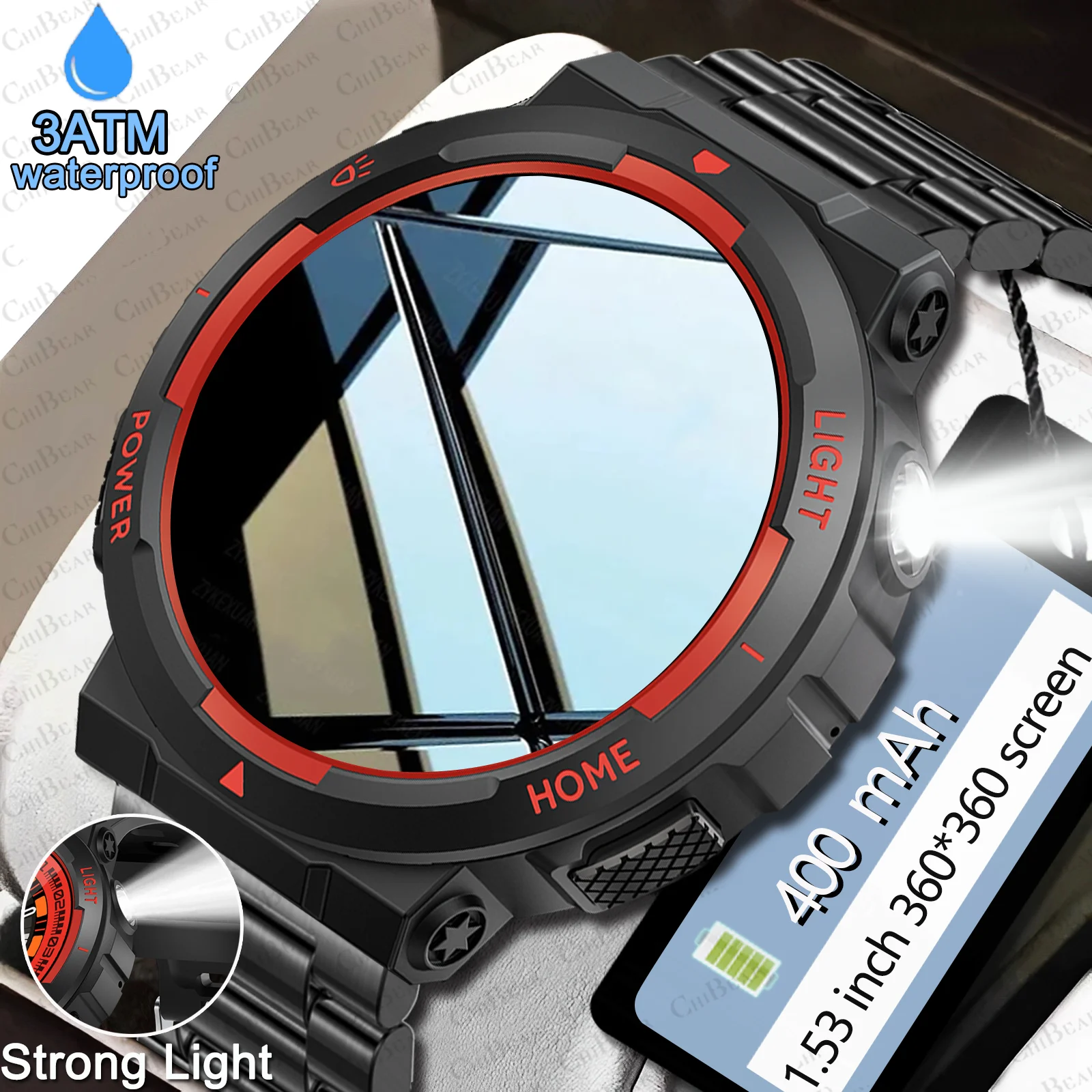 Smartwatch Men Outdoor Sports LED Flashlight 100+Sports Modes Heart Rate Monitor 5ATM Waterproof Bluetooth Call Smart Watch
Smartwatch Men Outdoor Sports LED Flashlight 100+Sports Modes Heart Rate Monitor 5ATM Waterproof Bluetooth Call Smart Watch