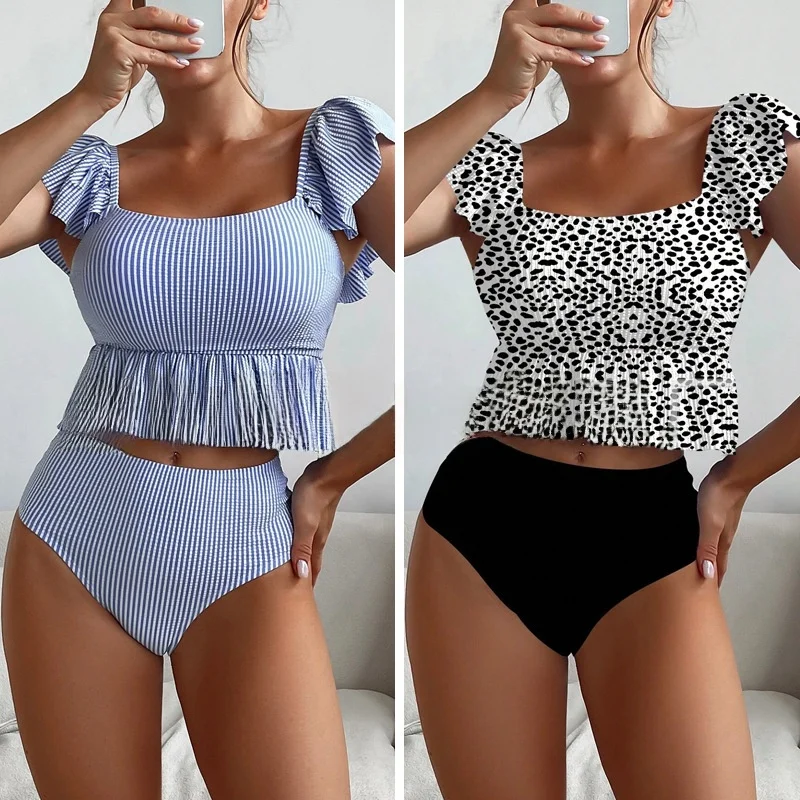 New Highwaisted Bikini Swimsuit Strapless Lace Trim Swimwear Separate Tankini with Chest Pad No Steel Support
New Highwaisted Bikini Swimsuit Strapless Lace Trim Swimwear Separate Tankini with Chest Pad No Steel Support