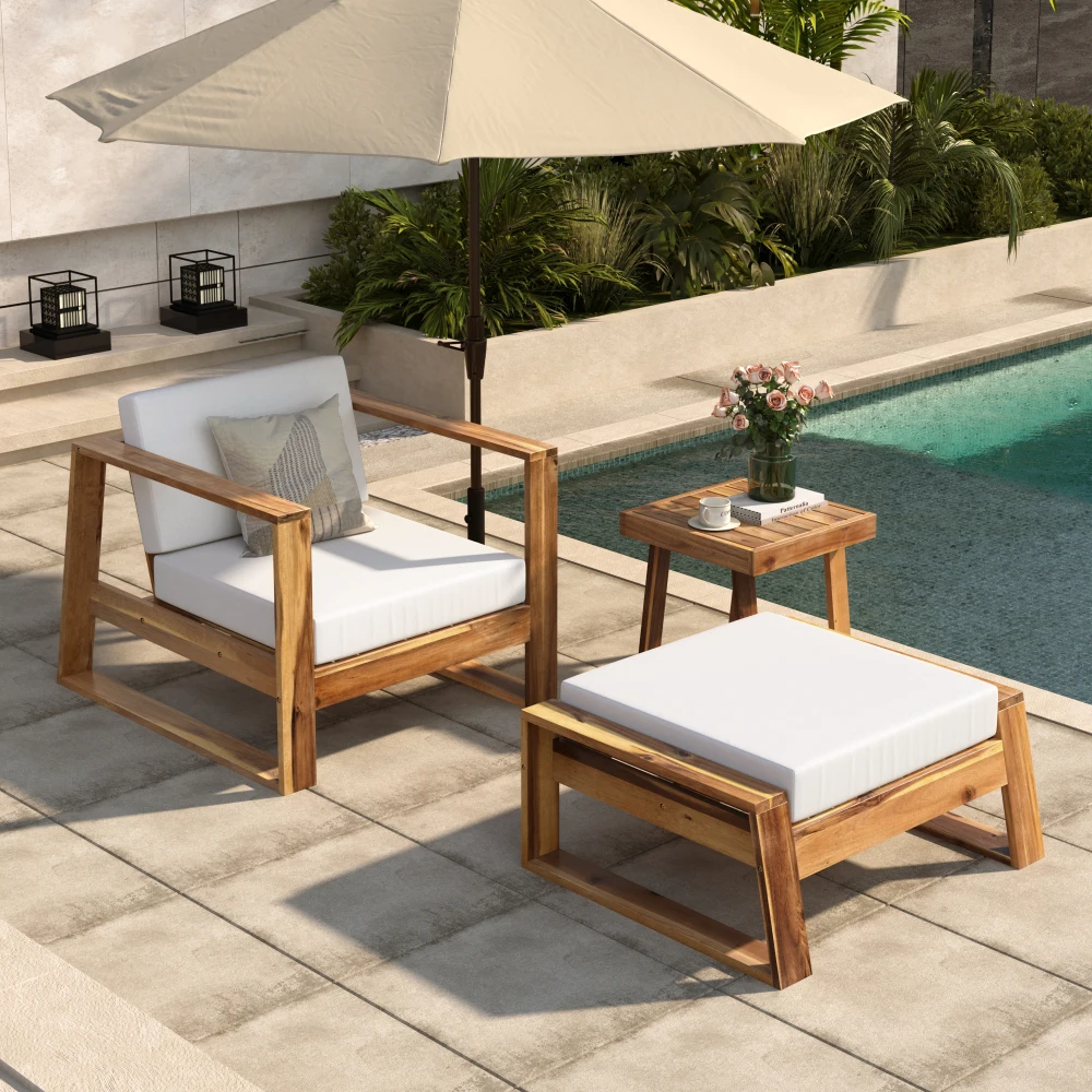 Acacia Wood Outdoor Lounge Set - Chair & Ottoman, Perfect for Patios, Balconies, and Gardens outdoor furniture for balcony
Acacia Wood Outdoor Lounge Set - Chair & Ottoman, Perfect for Patios, Balconies, and Gardens outdoor furniture for balcony