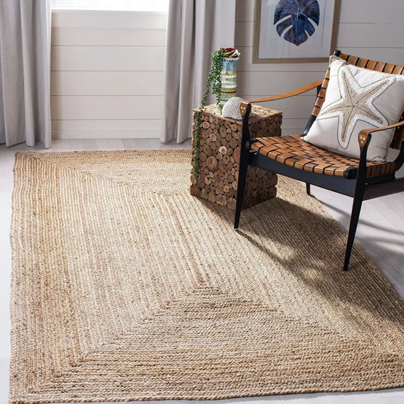 Handmade jute carpet living room tea room linen wabi sandy wind straw rattan nordic bedroom bedside blanket woven floor mat 
Handmade jute carpet living room tea room linen wabi sandy wind straw rattan nordic bedroom bedside blanket woven floor mat