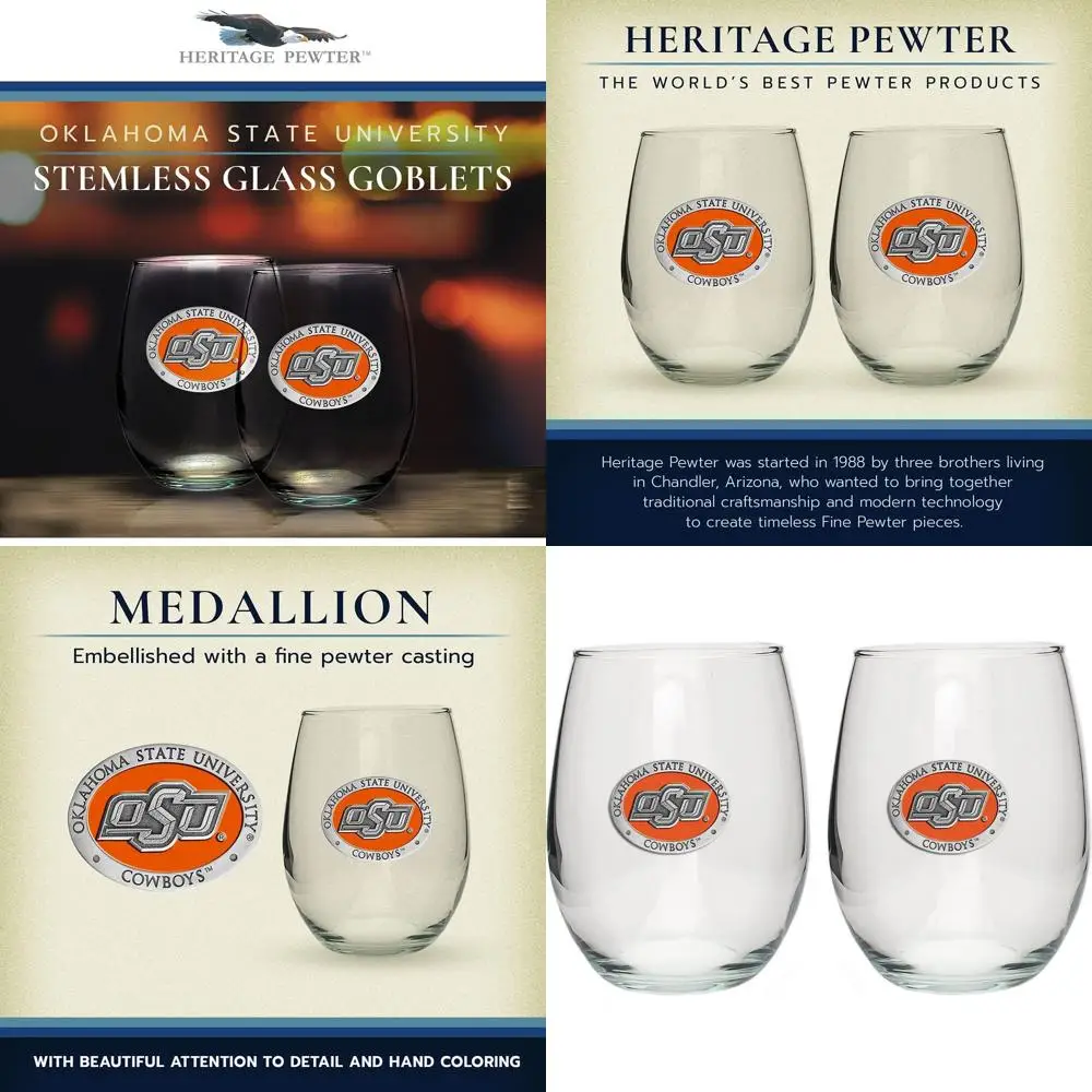 Set of 2 15 oz Stemless Goblets - Oklahoma State Cowboys Wine Glasses
Set of 2 15 oz Stemless Goblets - Oklahoma State Cowboys Wine Glasses