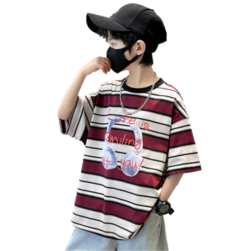 New Summer Tween Child Short Sleeve T-shirt with Headphones Print for Boy Fashion Stripe Tshirt Street Wear Kids Cotton Tee Tops
New Summer Tween Child Short Sleeve T-shirt with Headphones Print for Boy Fashion Stripe Tshirt Street Wear Kids Cotton Tee Tops