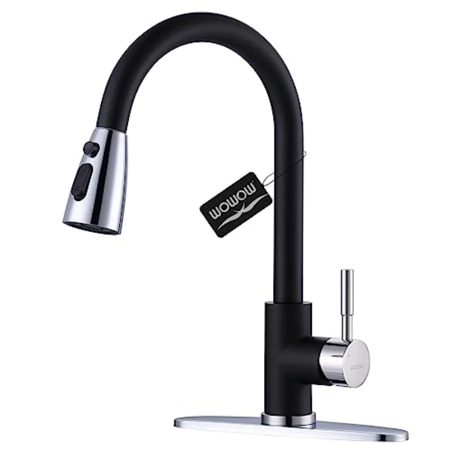 Black and Chrome Kitchen Faucet with Sprayer for High Arc Utility Sink Stainless Steel Kitchen Sink Faucet with 1 or 3 Hole Ins
Black and Chrome Kitchen Faucet with Sprayer for High Arc Utility Sink Stainless Steel Kitchen Sink Faucet with 1 or 3 Hole Ins