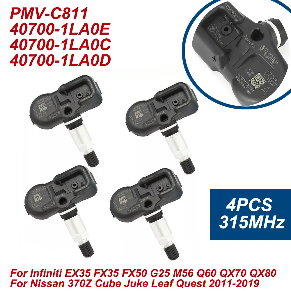 4 шт., 315 МГц, датчик давления в шинах TPMS для Infiniti EX35 FX35 FX50 M56 Q60 Nissan Cube Juke Quest PMV-C811 40700-1LA0E PMVC811
4 шт., 315 МГц, датчик давления в шинах TPMS для Infiniti EX35 FX35 FX50 M56 Q60 Nissan Cube Juke Quest PMV-C811 40700-1LA0E PMVC811