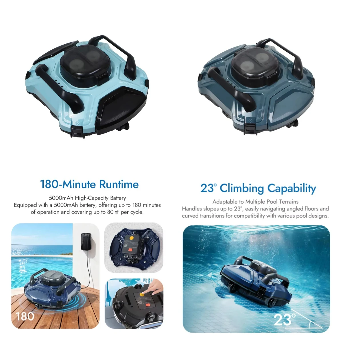 LEWOL POOL Automatic Portable High-Efficiency Robotic Pool Vacuum for In-Ground & Above-Ground Outdoor Pools
LEWOL POOL Automatic Portable High-Efficiency Robotic Pool Vacuum for In-Ground & Above-Ground Outdoor Pools