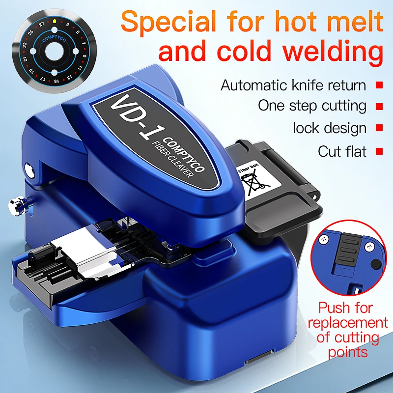 COMPTYCO VD-1 One-step Fiber Cleaver High Precision Fiber Optic Cable Cutter FTTH Optical Fiber Fusion Splicer Cutting Knife
COMPTYCO VD-1 One-step Fiber Cleaver High Precision Fiber Optic Cable Cutter FTTH Optical Fiber Fusion Splicer Cutting Knife