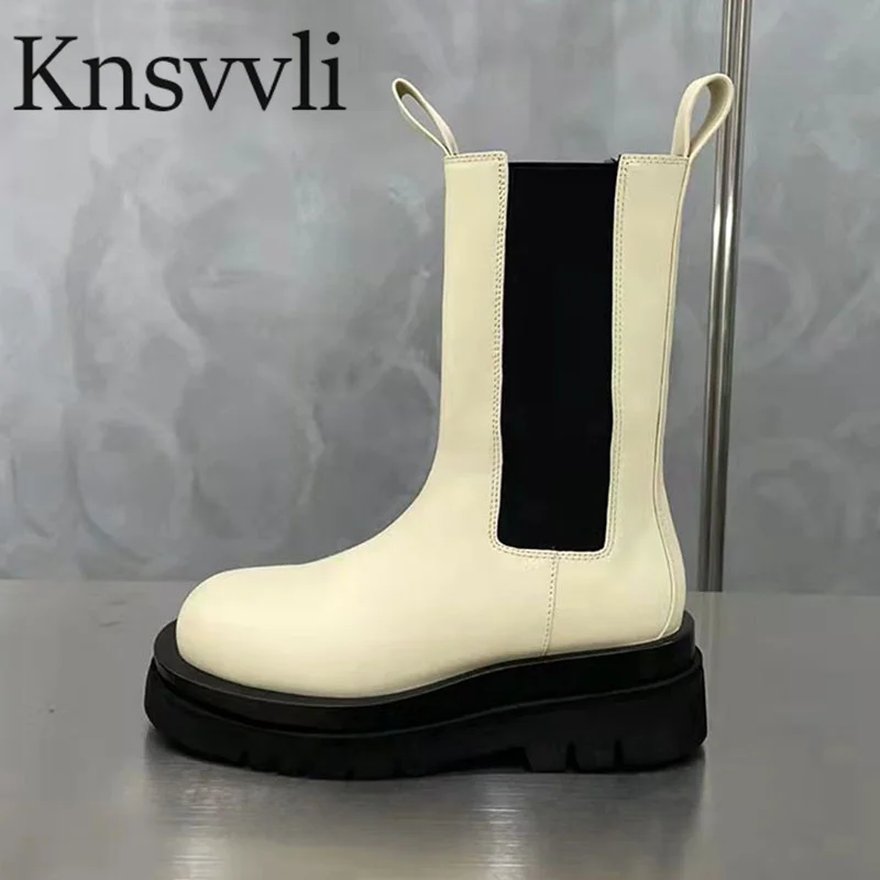 Genuine Leather Chelsea Boots Woman Thick Sole Mid Calf Boots Flat Platform Shoes Woman Round Toe Casual Motorcycle Boots Women
Genuine Leather Chelsea Boots Woman Thick Sole Mid Calf Boots Flat Platform Shoes Woman Round Toe Casual Motorcycle Boots Women