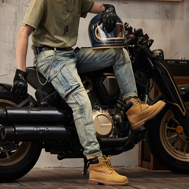 Workwear Design Jeans Men's Motorcycle Fashion Fashion Elastic Slim Fit Multi-Pocket Vintage Distressed Skinny Trousers
Workwear Design Jeans Men's Motorcycle Fashion Fashion Elastic Slim Fit Multi-Pocket Vintage Distressed Skinny Trousers
