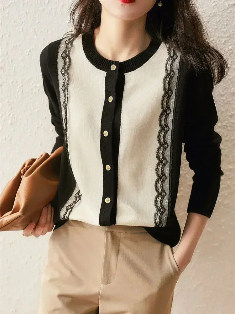 Knit Cardigan Spring Clothing New Thin Sweater For Circular Collar Women Fashion Top Lace Knitted Loose Outerwear And Coats 2025
Knit Cardigan Spring Clothing New Thin Sweater For Circular Collar Women Fashion Top Lace Knitted Loose Outerwear And Coats 2025
