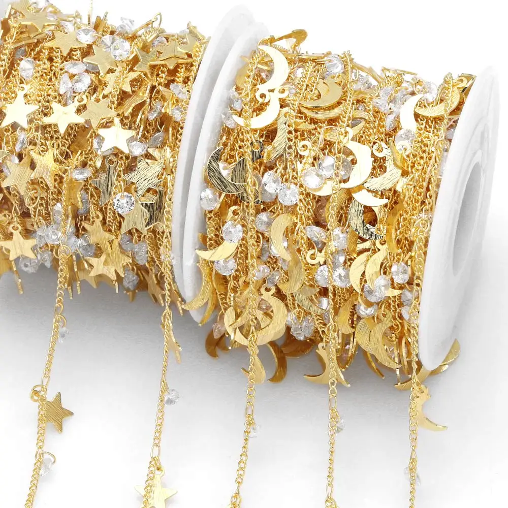 OCESRIO 10M Moon Star Brass Chain Gold Plated Bracelet Necklace DIY Chain with Zircon Components for Jewelry Making cana091
OCESRIO 10M Moon Star Brass Chain Gold Plated Bracelet Necklace DIY Chain with Zircon Components for Jewelry Making cana091
