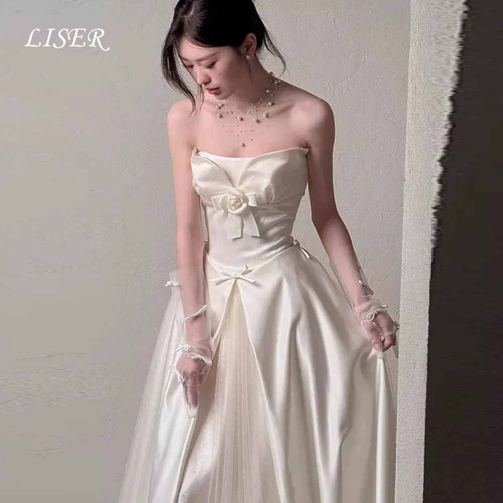 Liser Sweetheart Bowknot A-Line Korea Wedding Dresses Silk Satin Elegant Bridal Gowns Photo Shoot 저녁 드레스 Customize Corsets
Liser Sweetheart Bowknot A-Line Korea Wedding Dresses Silk Satin Elegant Bridal Gowns Photo Shoot 저녁 드레스 Customize Corsets