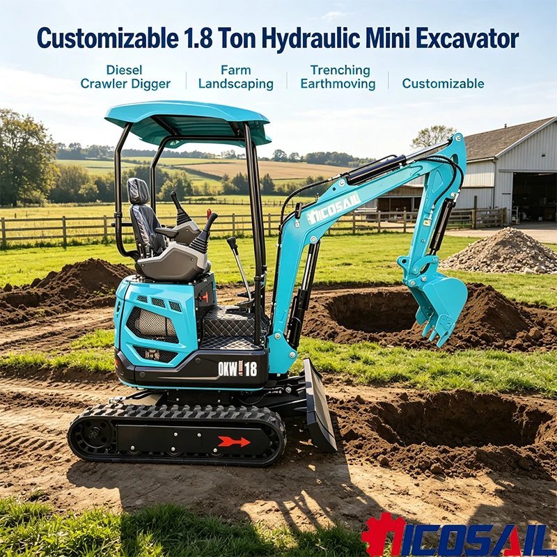 Customizable 1.8 Ton Hydraulic Mini Excavator Diesel Crawler Digger for Farm, Landscaping, Trenching & Earthmoving
Customizable 1.8 Ton Hydraulic Mini Excavator Diesel Crawler Digger for Farm, Landscaping, Trenching & Earthmoving