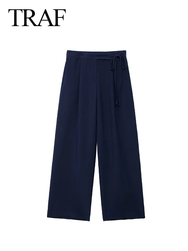 TRAF Spring Women's Fashion Trouser Solid Mid-Waist Lace-Up Pocket Zipper Long Pants Female Casual Streetwear Wide Leg Pant
TRAF Spring Women's Fashion Trouser Solid Mid-Waist Lace-Up Pocket Zipper Long Pants Female Casual Streetwear Wide Leg Pant