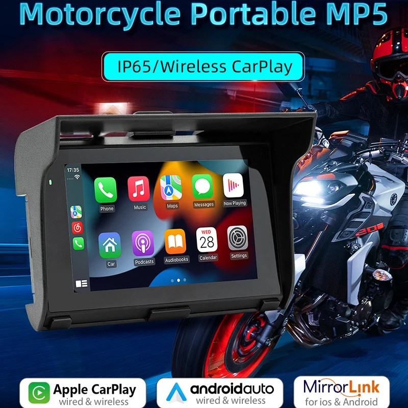 5 Inch Motorcycle Portable MP5 Player Wireless Carplay Android Auto Bluetooth 5.0 For 9V-30V Waterproof
5 Inch Motorcycle Portable MP5 Player Wireless Carplay Android Auto Bluetooth 5.0 For 9V-30V Waterproof