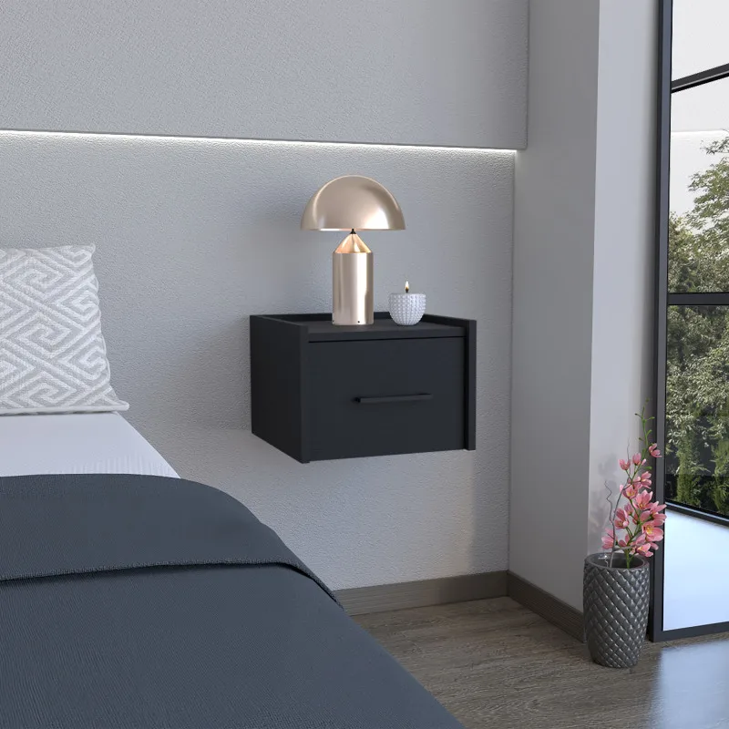 Floating Nightstand, Space-Saving Design with Handy Drawer and Surface, Black
Floating Nightstand, Space-Saving Design with Handy Drawer and Surface, Black