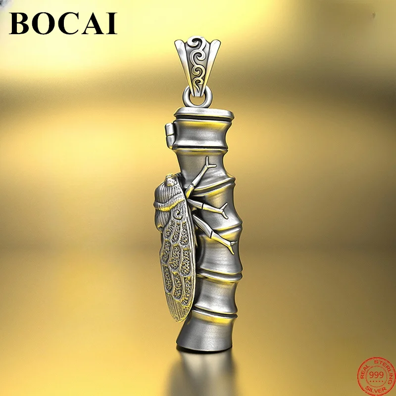 BOCAI S999 Sterling Silver Pendants for Women Men New Fashion Relief Bamboo Joint Cicada Amulet Punk Jewelry Free Shipping
BOCAI S999 Sterling Silver Pendants for Women Men New Fashion Relief Bamboo Joint Cicada Amulet Punk Jewelry Free Shipping