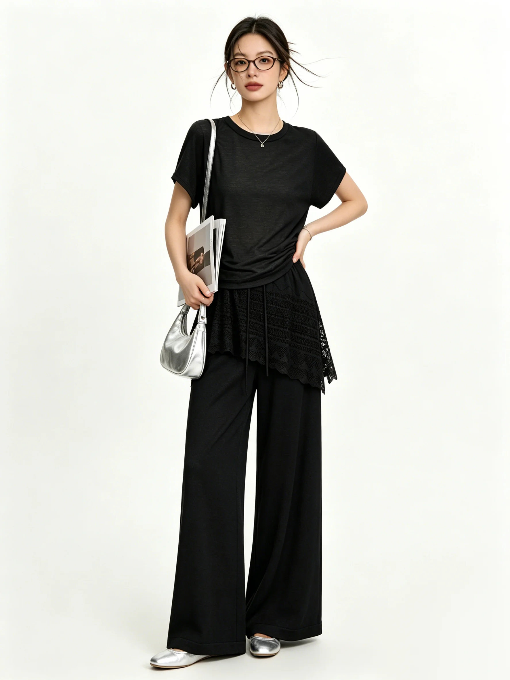 Fashionable Minimalist Soft Style V-Neck Short Sleeve T-Shirt Summer Casual Pants Two-Piece Set Asymmetrical Paneling Fake Tw...
Fashionable Minimalist Soft Style V-Neck Short Sleeve T-Shirt Summer Casual Pants Two-Piece Set Asymmetrical Paneling Fake Tw...