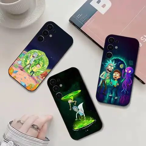 r-Rick cartoon animation M-Morty Phone Case For Samsung S25,24,23,22,30,21,10,9,Ultra,Plus,Lite Black Soft Case