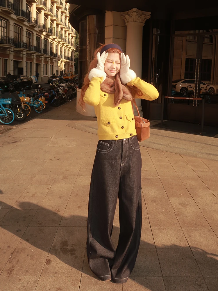 Original Color Denim Thiened Wide Leg Jeans Women's High Waist Cotton Casual Sle Winter Faion Mischief of Cookie
Original Color Denim Thiened Wide Leg Jeans Women's High Waist Cotton Casual Sle Winter Faion Mischief of Cookie