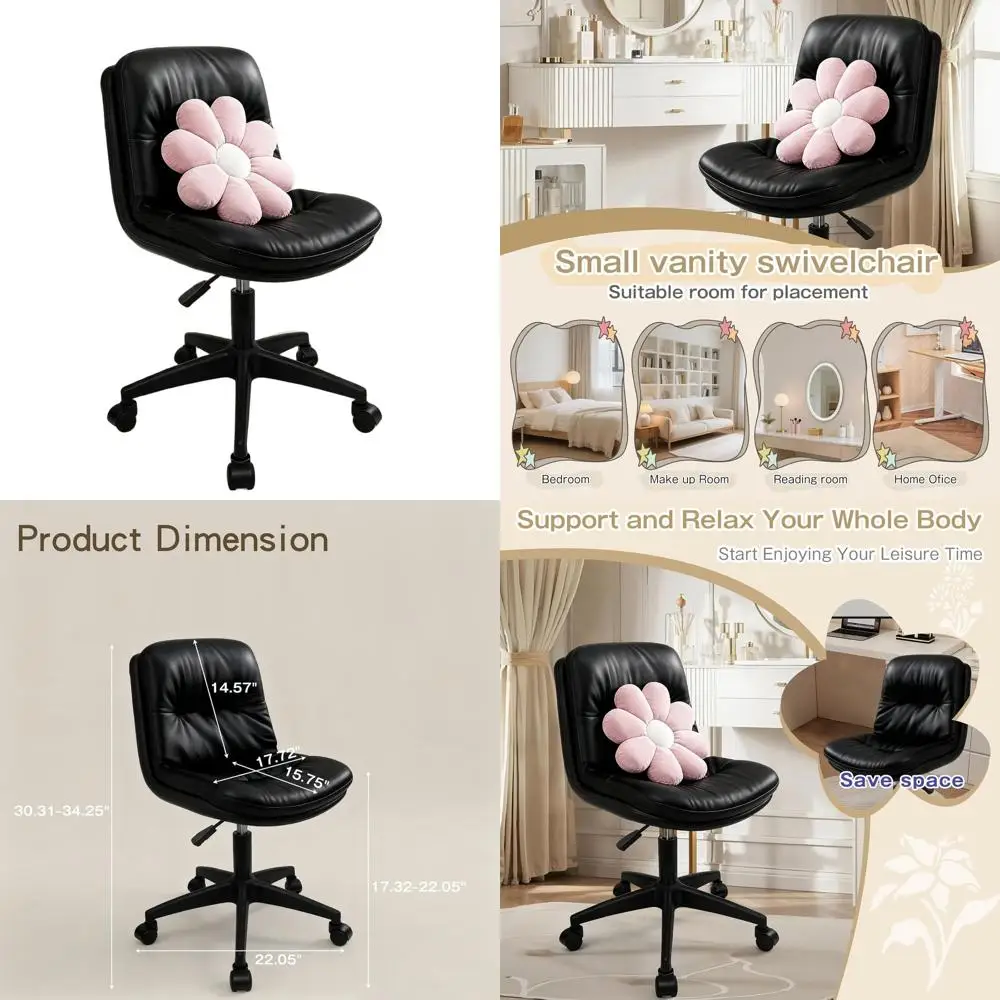 Эргономичное поворотное кресло из искусственной кожи с поясничной поддержкой, регулируемой высотой для небольших помещений, идеально подходит для домашнего офиса, спальни и
Эргономичное поворотное кресло из искусственной кожи с поясничной поддержкой, регулируемой высотой для небольших помещений, идеально подходит для домашнего офиса, спальни и